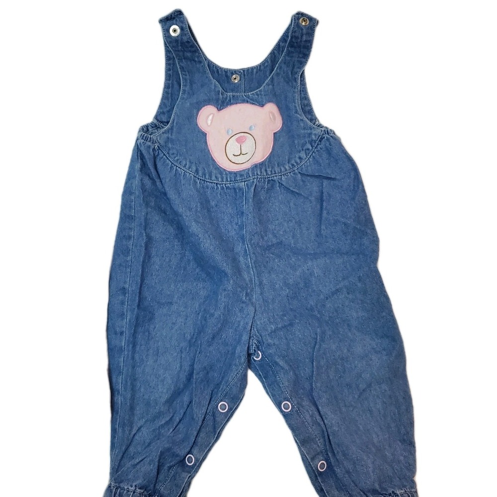 VTG‎ CLASS CLUB BABY VINTAGE Denim Overalls Jumper 12 Mo Bear